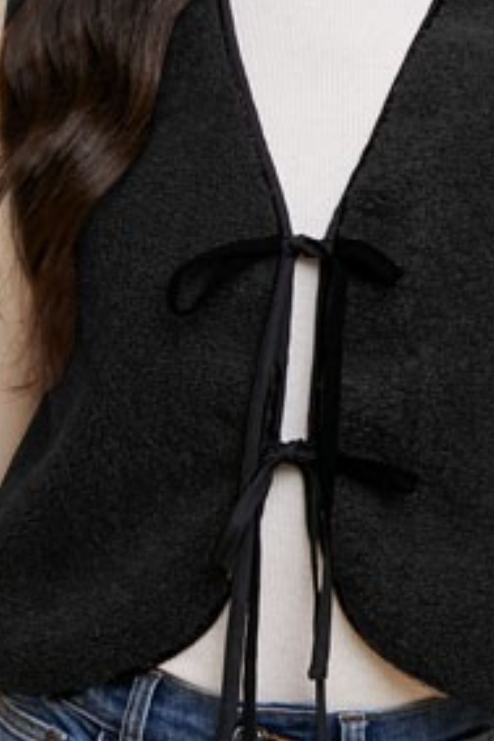 Annie Wear V-Neck Tie Detail Vest Coat