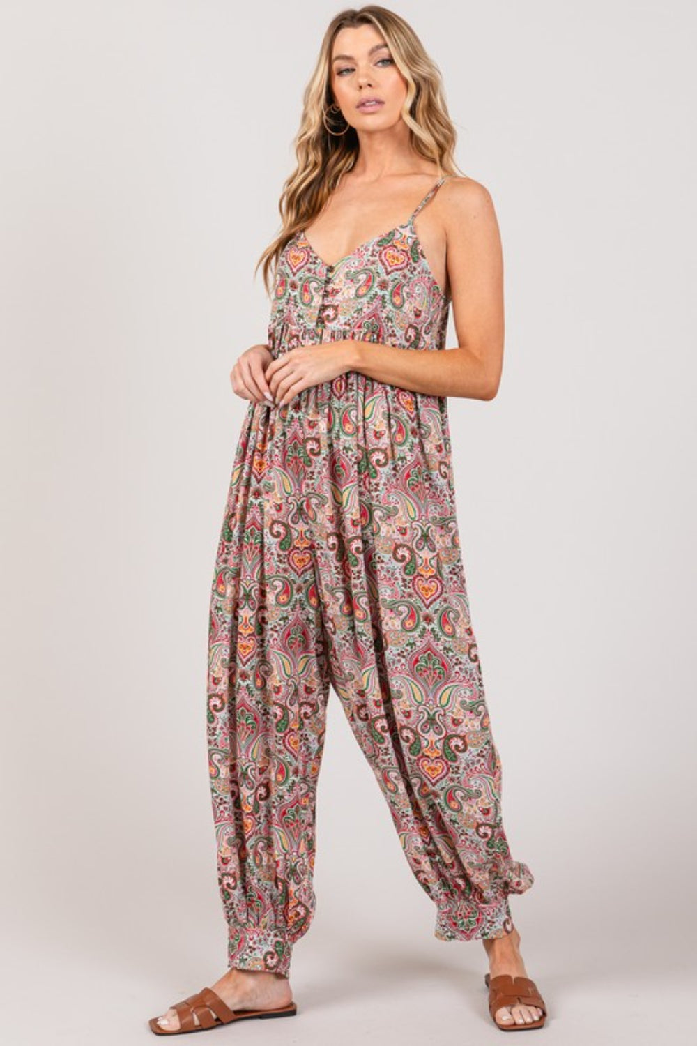 SAGE + FIG Multi Paisley Print Sleeveless Jumpsuit