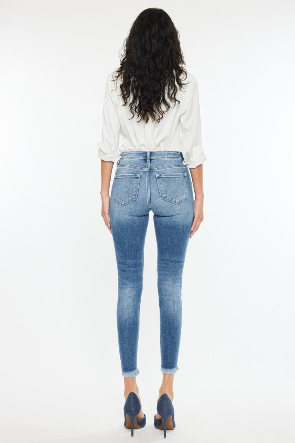 Kancan High Rise Frayed Ankle Skinny Jeans